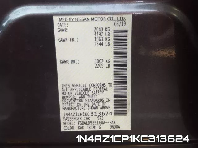 1N4AZ1CP1KC313624 фото 2