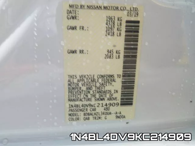 1N4BL4DV9KC214909 фото 2