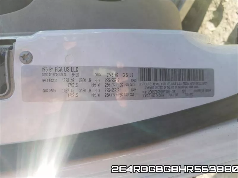 2C4RDGBG8HR563880 фото 2