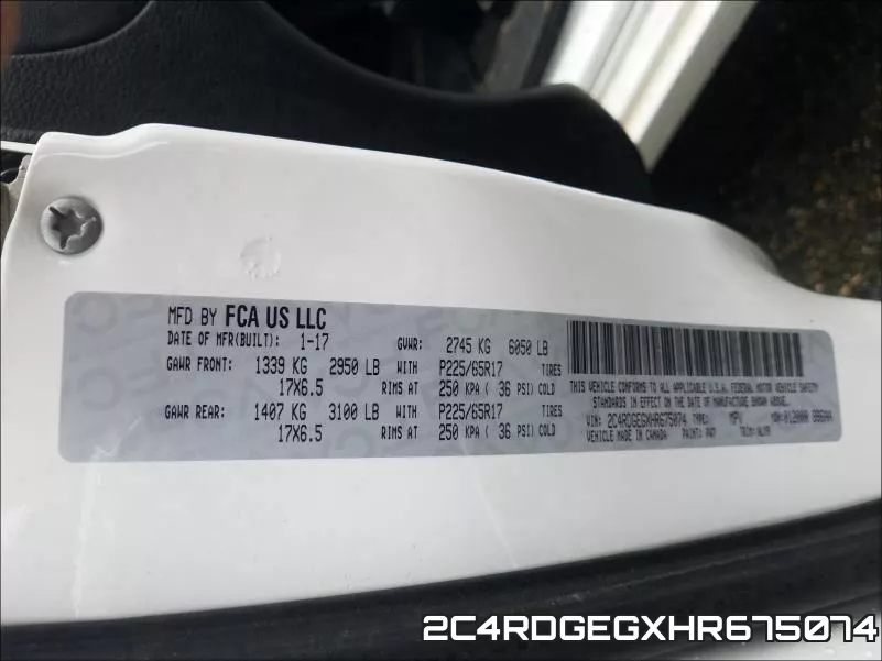 2C4RDGEGXHR675074 фото 2