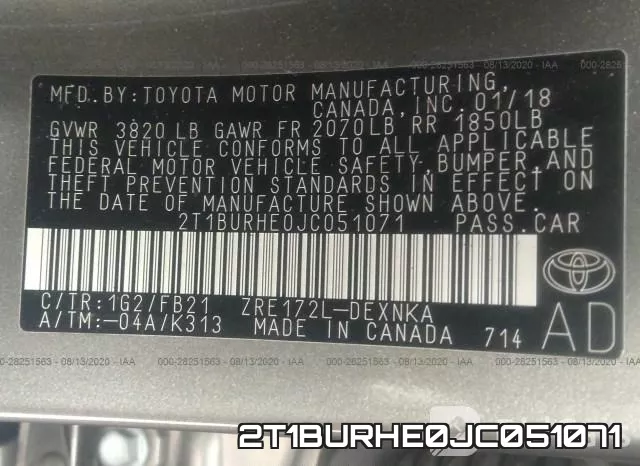 2T1BURHE0JC051071 фото 10