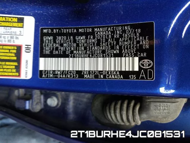 2T1BURHE4JC081531 фото 2