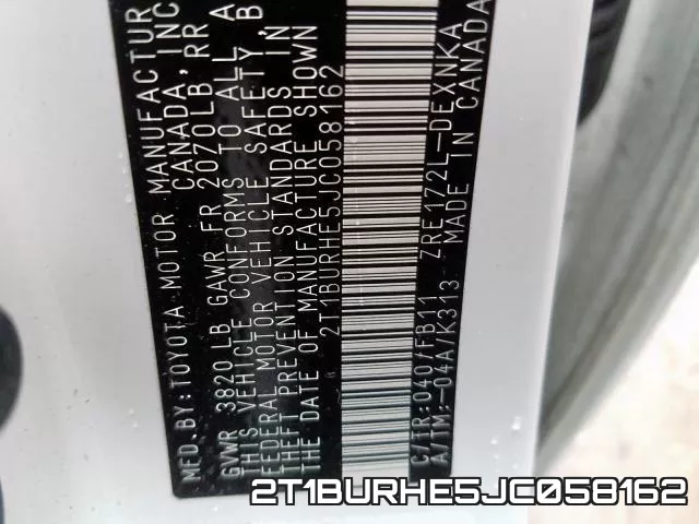 2T1BURHE5JC058162 фото 2
