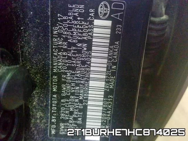 2T1BURHE7HC874025 фото 2