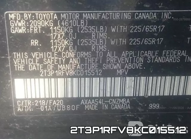 2T3P1RFV8KC015512 фото 10