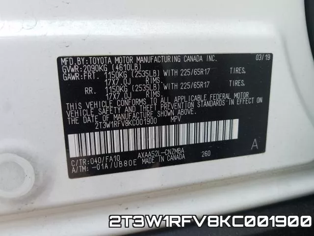 2T3W1RFV8KC001900 фото 2
