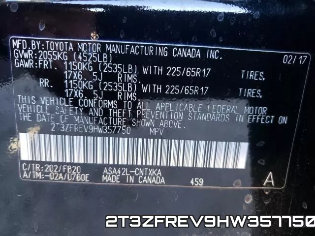 2T3ZFREV9HW357750 фото 2
