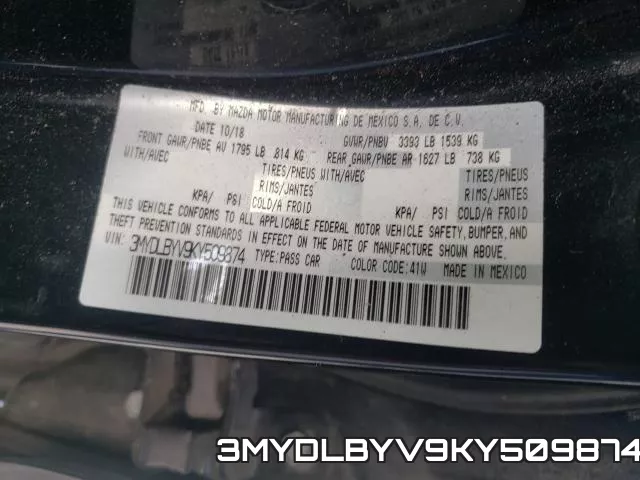 3MYDLBYV9KY509874 фото 2