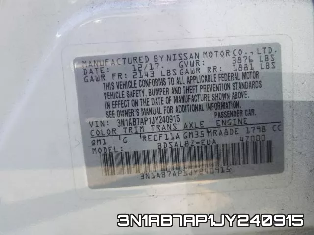 3N1AB7AP1JY240915 фото 2