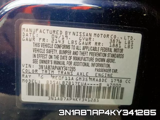 3N1AB7AP4KY341285 фото 2
