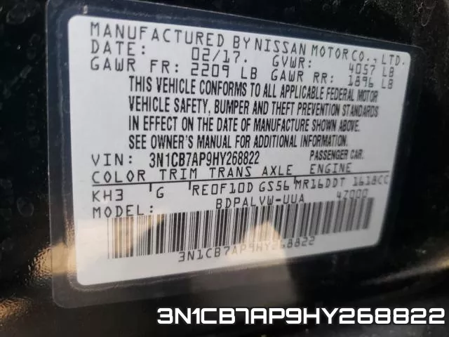 3N1CB7AP9HY268822 фото 2