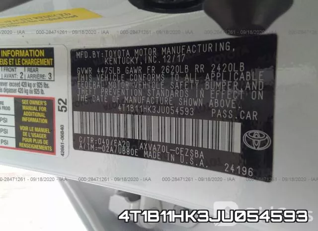 4T1B11HK3JU054593 фото 10