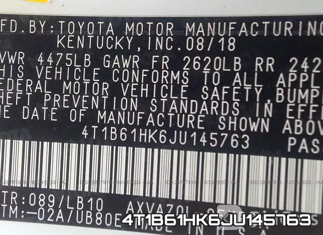 4T1B61HK6JU145763 фото 10