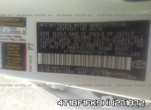 4T1BF1FK9HU271872 фото 10