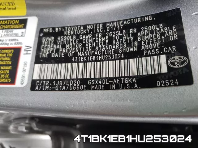 4T1BK1EB1HU253024 фото 2