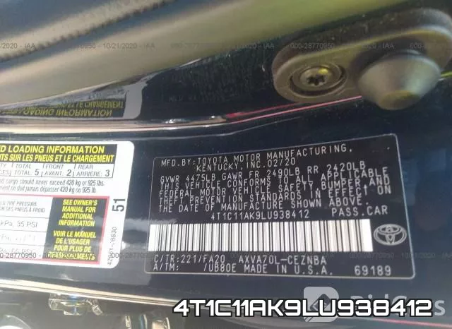 4T1C11AK9LU938412 фото 10