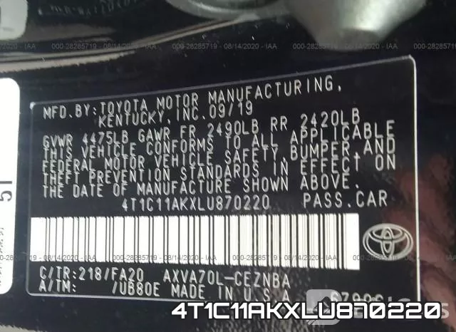 4T1C11AKXLU870220 фото 9