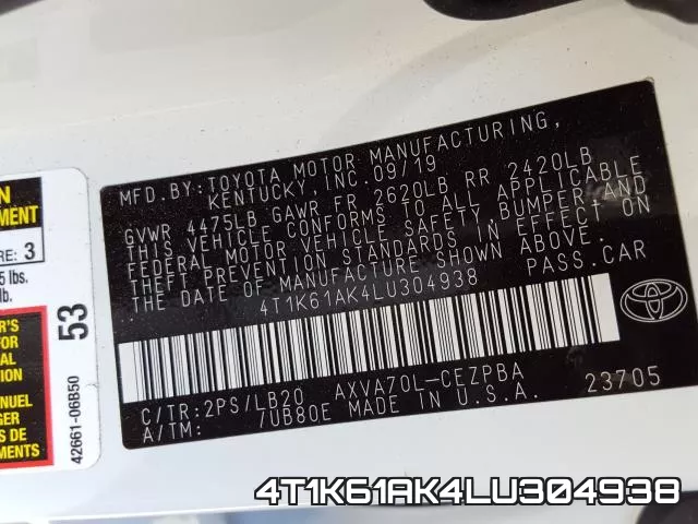 4T1K61AK4LU304938 фото 2