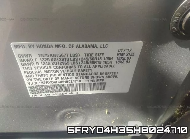 5FRYD4H35HB024710 фото 10