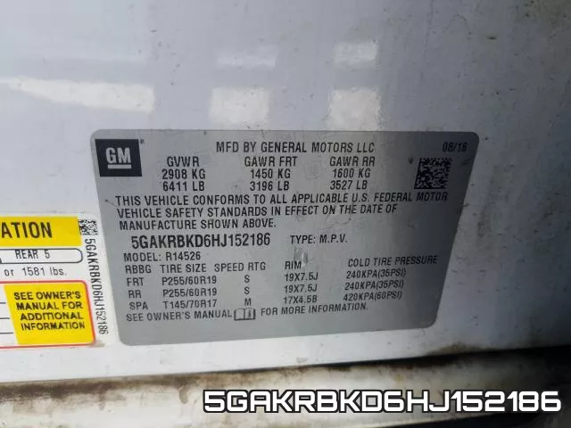 5GAKRBKD6HJ152186 фото 2