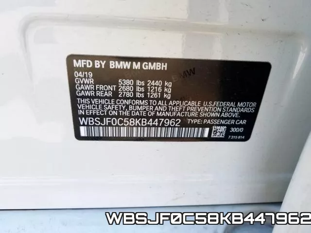 WBSJF0C58KB447962 фото 2