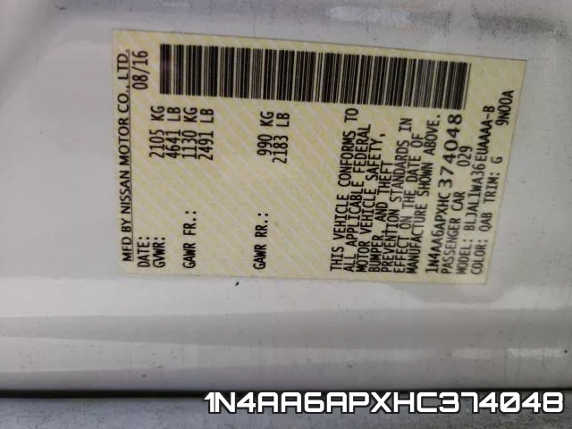 1N4AA6APXHC374048 фото 2