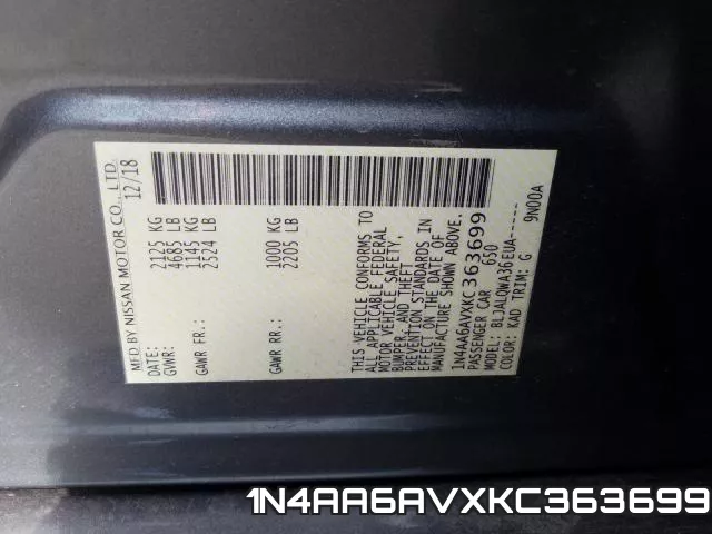 1N4AA6AVXKC363699 фото 2