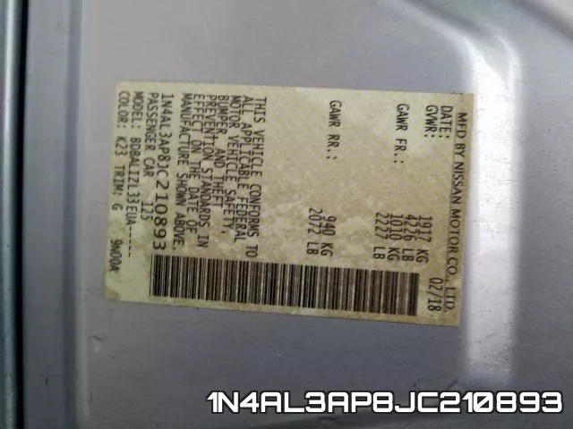 1N4AL3AP8JC210893 фото 2