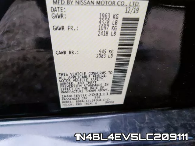 1N4BL4EV5LC209111 фото 2