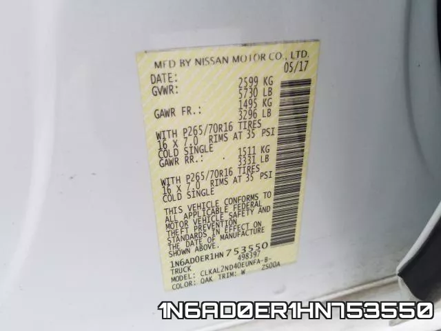 1N6AD0ER1HN753550 фото 2