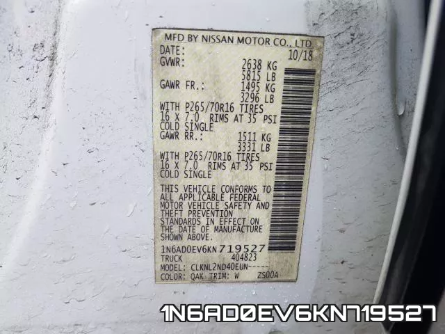 1N6AD0EV6KN719527 фото 2