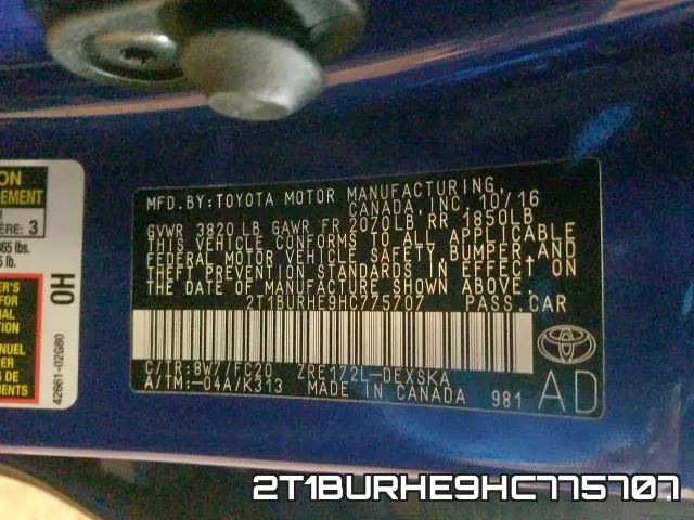 2T1BURHE9HC775707 фото 2
