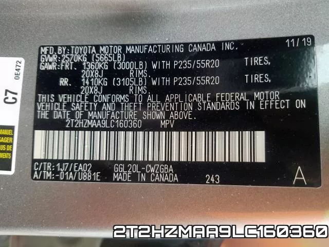 2T2HZMAA9LC160360 фото 2