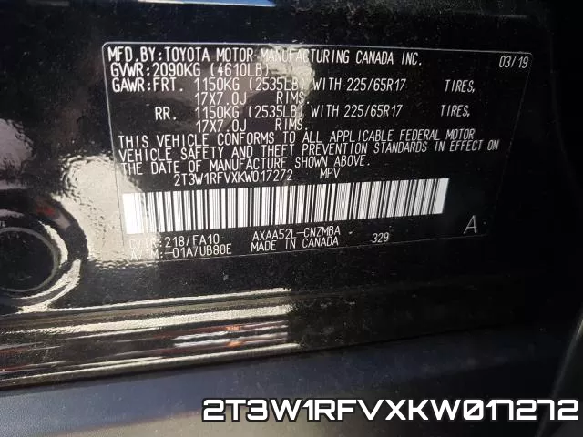 2T3W1RFVXKW017272 фото 2