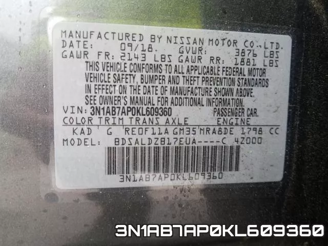 3N1AB7AP0KL609360 фото 2