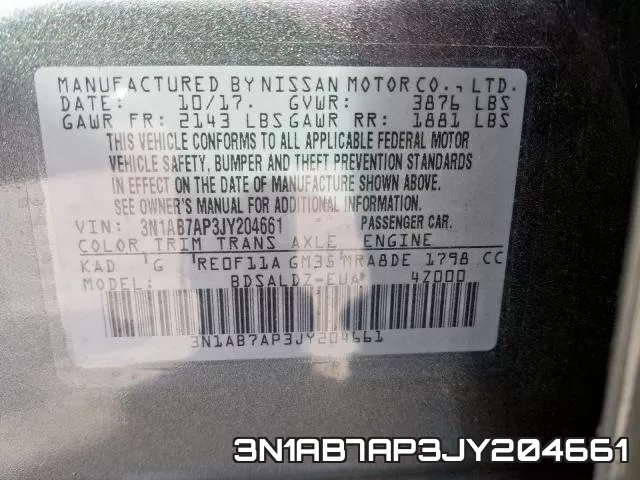 3N1AB7AP3JY204661 фото 2