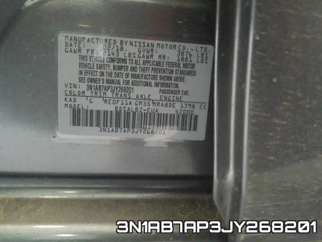 3N1AB7AP3JY268201 фото 2
