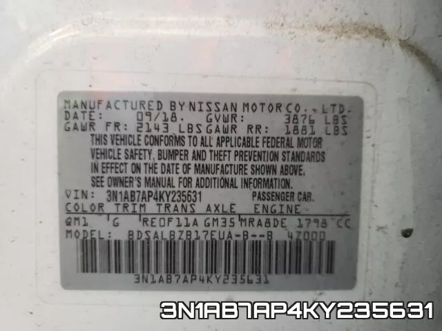 3N1AB7AP4KY235631 фото 2