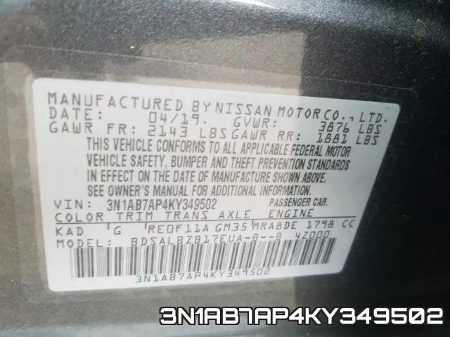 3N1AB7AP4KY349502 фото 2