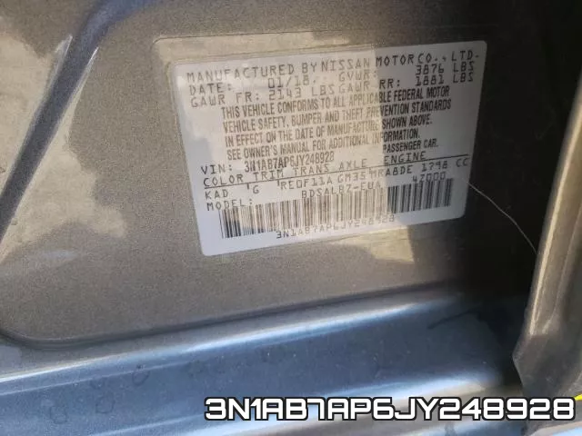 3N1AB7AP6JY248928 фото 2