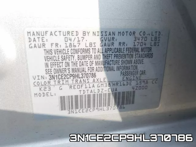 3N1CE2CP9HL370786 фото 2