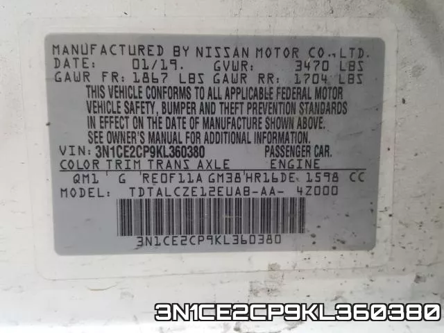 3N1CE2CP9KL360380 фото 2