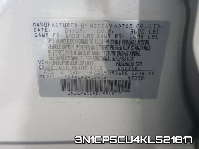 3N1CP5CU4KL521817 фото 2