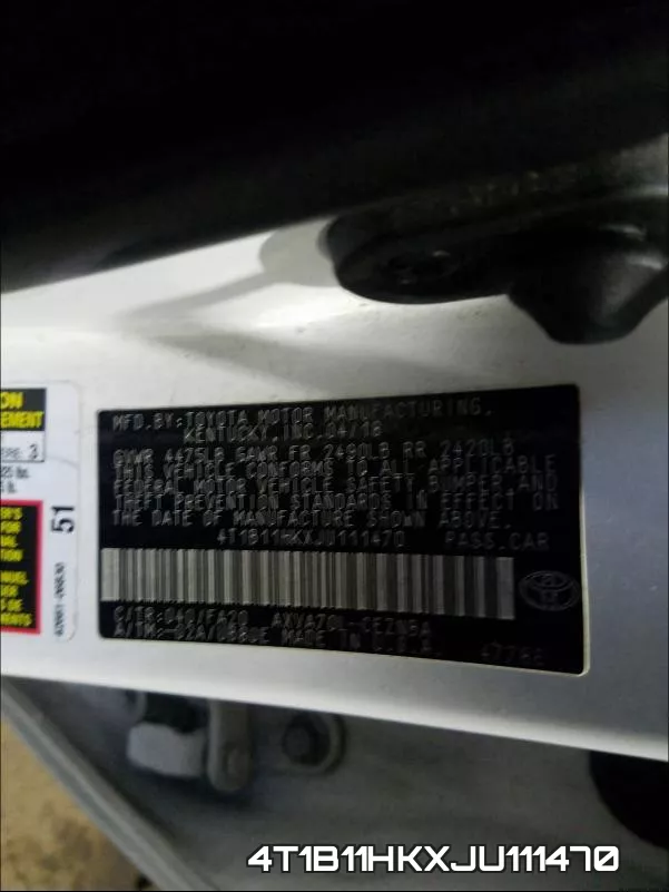 4T1B11HKXJU111470 фото 2
