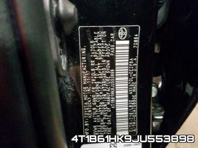 4T1B61HK9JU553898 фото 2