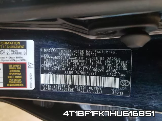 4T1BF1FK7HU616851 фото 2