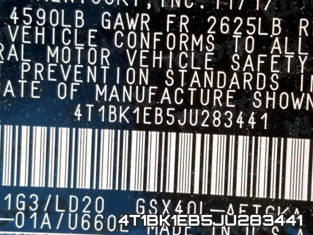 4T1BK1EB5JU283441 фото 2
