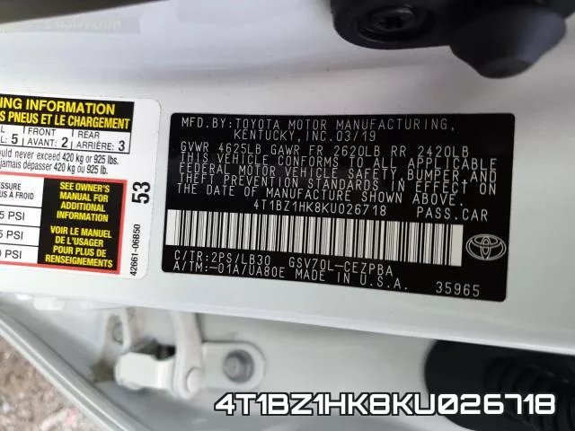 4T1BZ1HK8KU026718 фото 2