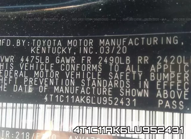 4T1C11AK6LU952431 фото 10