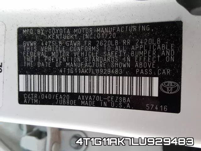 4T1G11AK7LU929483 фото 2
